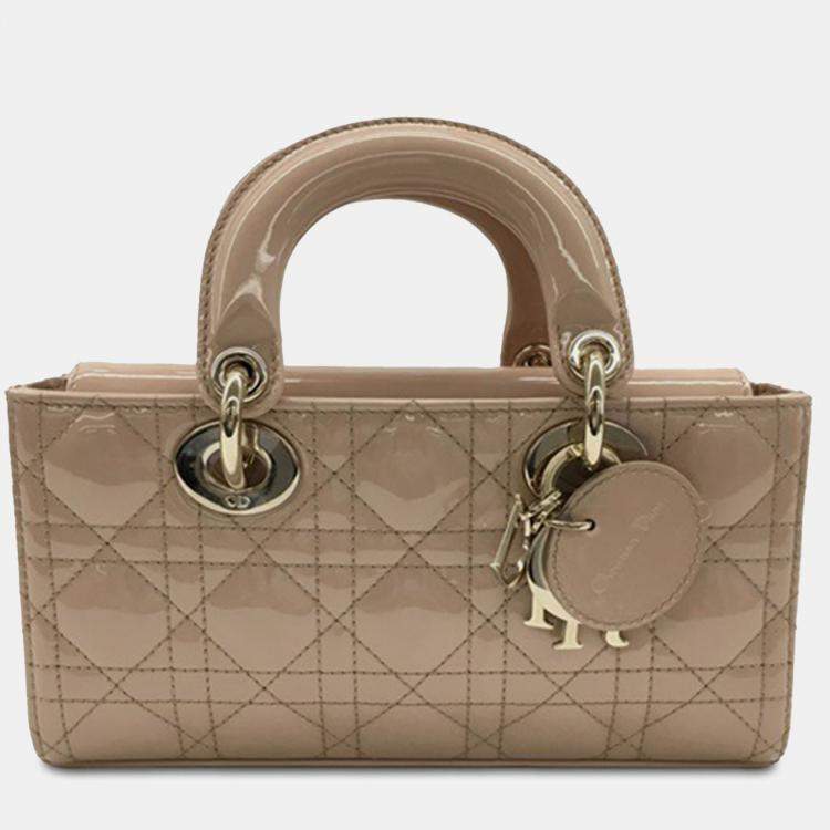 Pre Owned Dior Brown Small Patent Cannage Lady D-Joy