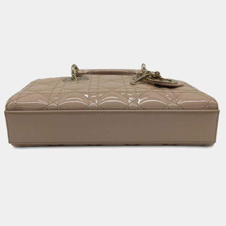 Pre Owned Dior Brown Small Patent Cannage Lady D-Joy