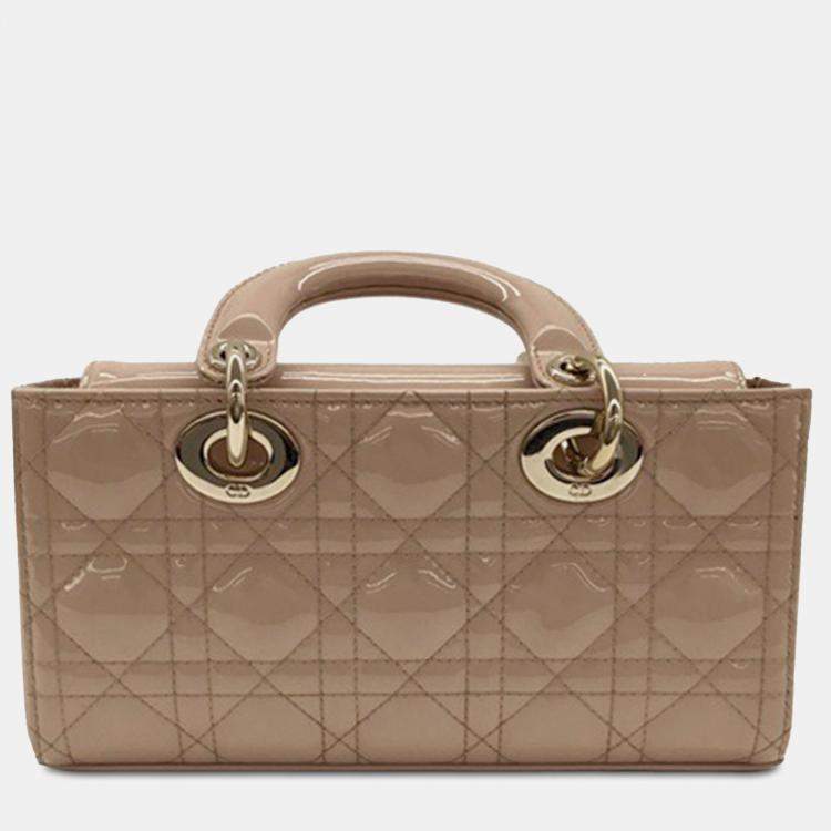 Pre Owned Dior Brown Small Patent Cannage Lady D-Joy