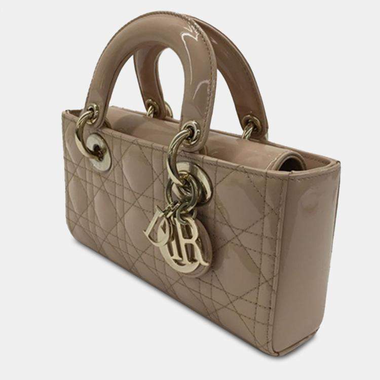 Pre Owned Dior Brown Small Patent Cannage Lady D-Joy