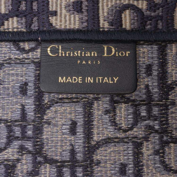 Pre Owned Dior Navy Blue Large Oblique Canvas Book Tote