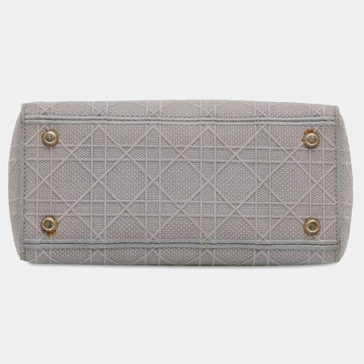 Pre Owned Dior Grey Medium Canvas Cannage Lady D Lite