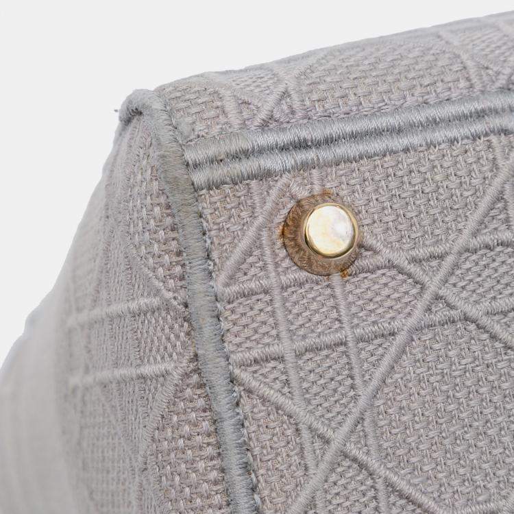 Pre Owned Dior Grey Medium Canvas Cannage Lady D Lite