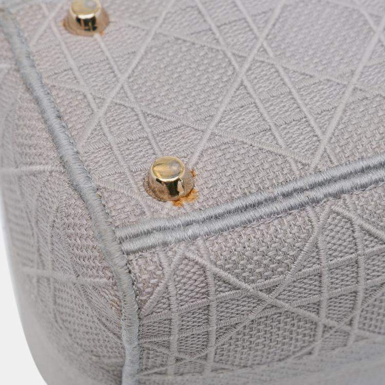 Pre Owned Dior Grey Medium Canvas Cannage Lady D Lite