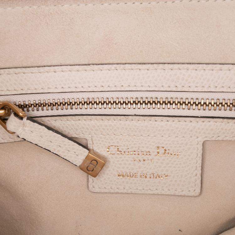 Pre Owned Dior White Grained Calfskin Saddle Bag