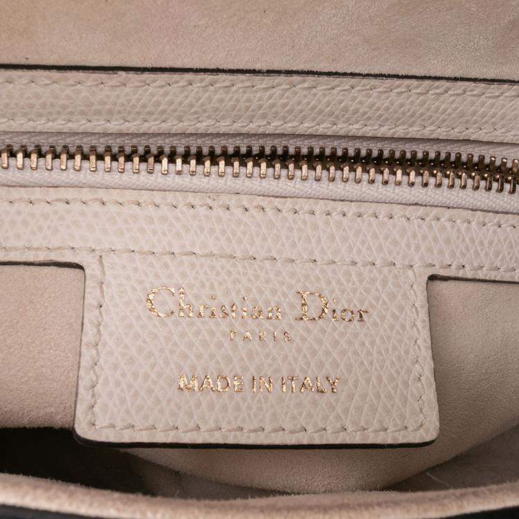 Pre Owned Dior White Grained Calfskin Saddle Bag