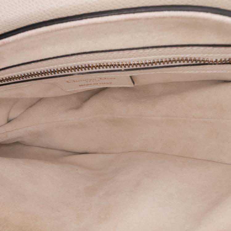 Pre Owned Dior White Grained Calfskin Saddle Bag