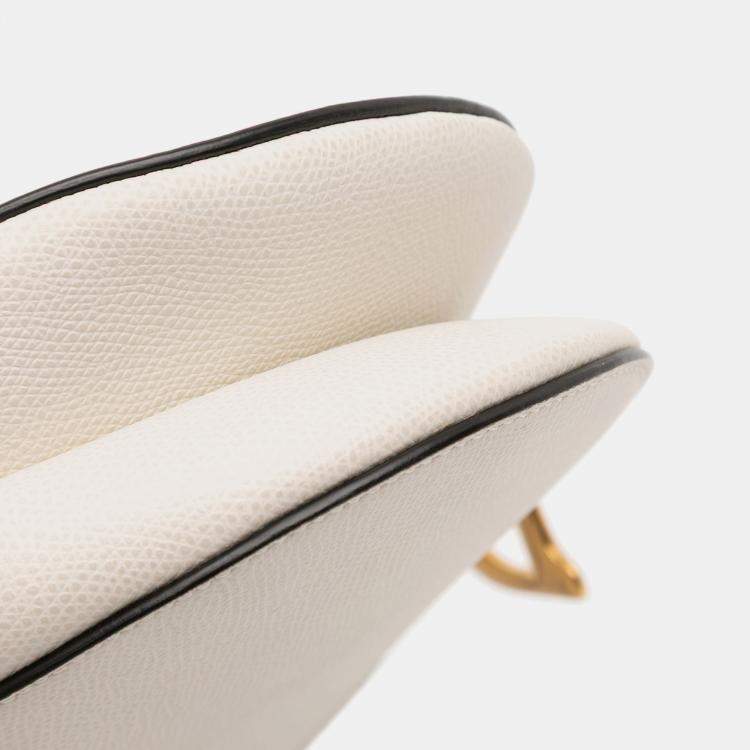 Pre Owned Dior White Grained Calfskin Saddle Bag