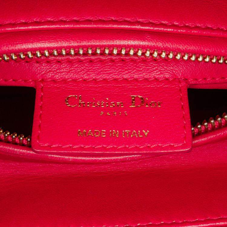 Pre Owned Dior Pink Medium Tweed Macrocannage Lady Dior