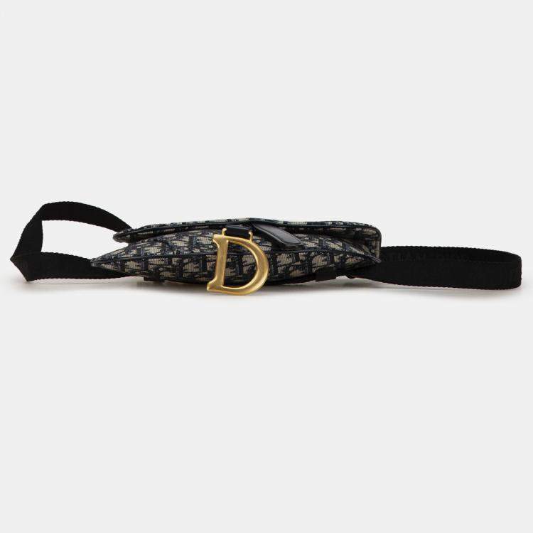 Pre Owned Dior Blue Oblique Canvas Saddle Belt Bag