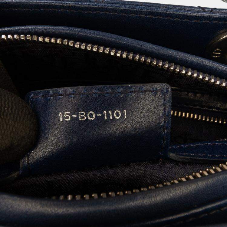 Pre Owned Dior Navy Blue Medium Lambskin Cannage Lady Dior