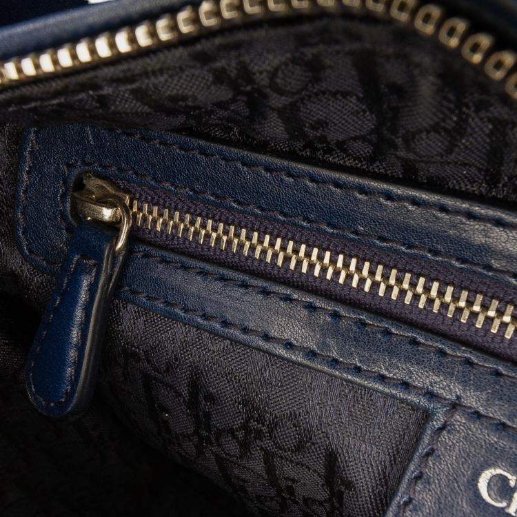 Pre Owned Dior Navy Blue Medium Lambskin Cannage Lady Dior