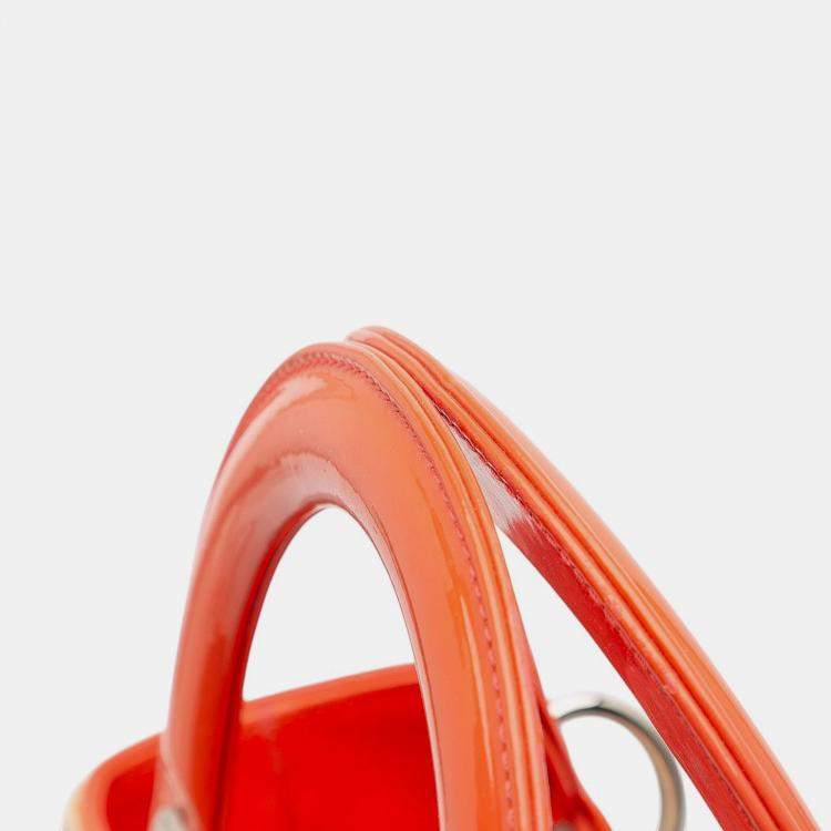 Pre Owned Dior Beige Orange Medium Lambskin Cannage Stitched Lady Dior