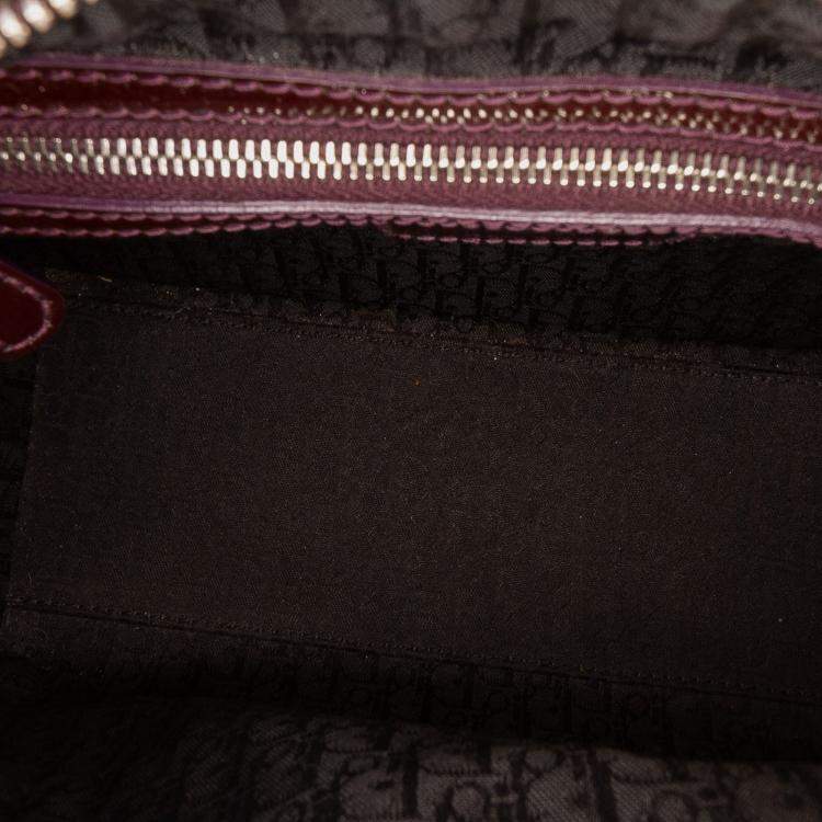 Pre Owned Dior Burgundy Medium Patent Cannage Lady Dior