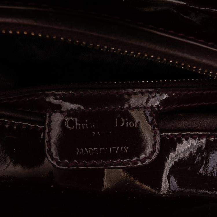 Pre Owned Dior Burgundy Medium Patent Cannage Lady Dior