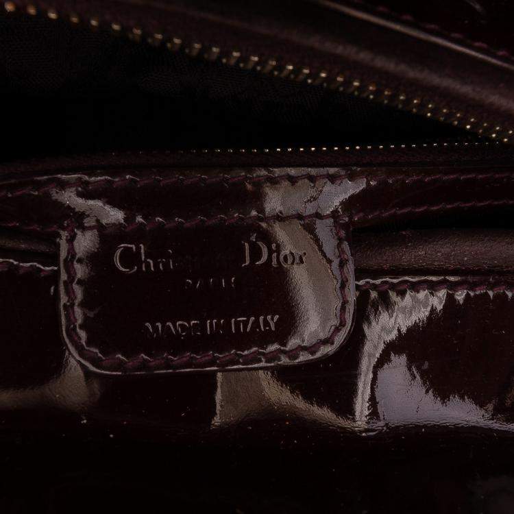 Pre Owned Dior Burgundy Medium Patent Cannage Lady Dior