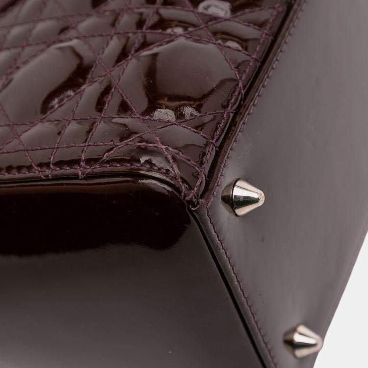 Pre Owned Dior Burgundy Medium Patent Cannage Lady Dior