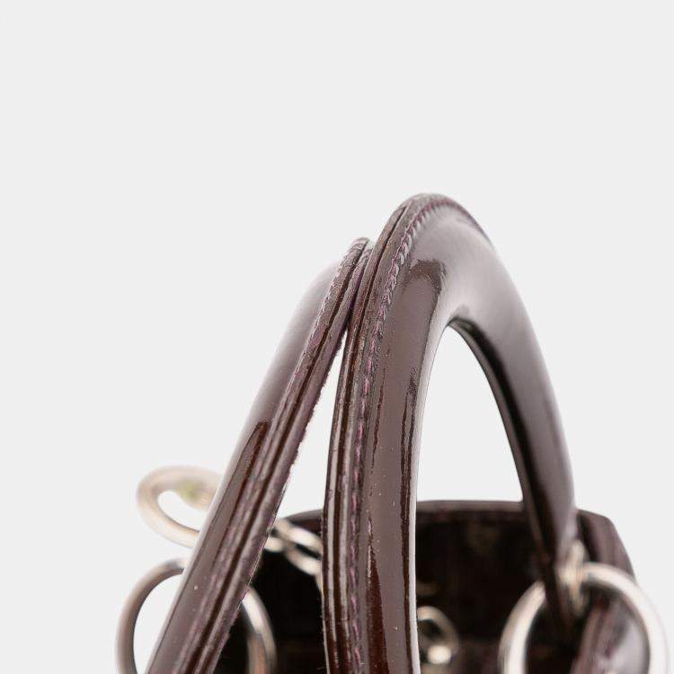Pre Owned Dior Burgundy Medium Patent Cannage Lady Dior