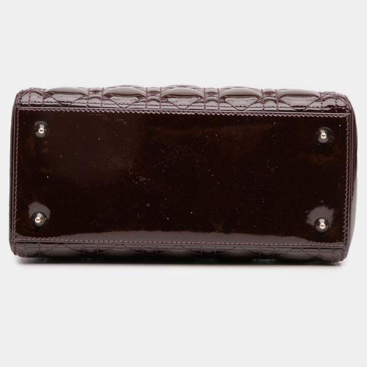 Pre Owned Dior Burgundy Medium Patent Cannage Lady Dior
