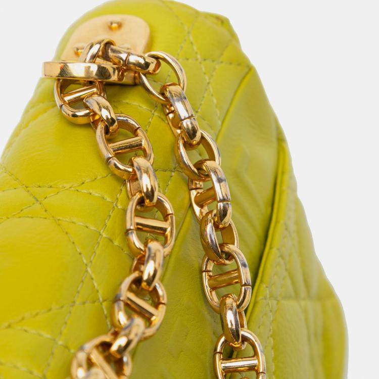 Pre Owned Dior Yellow Small Calfskin Cannage Caro Bag