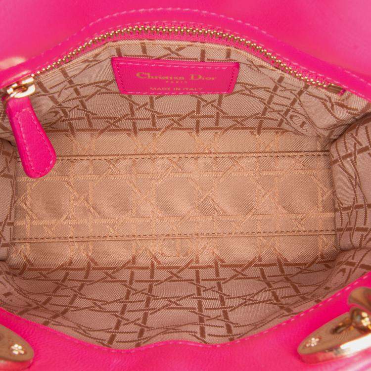 Pre Owned Dior Pink Mini Lambskin Cannage Lady Dior