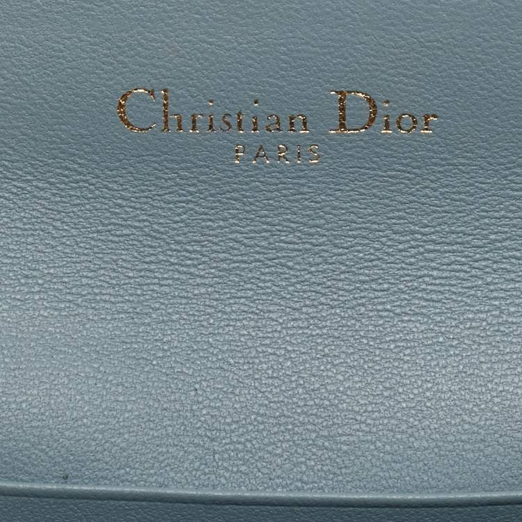 Pre Owned Dior Light Blue Leather Saddle Card Case