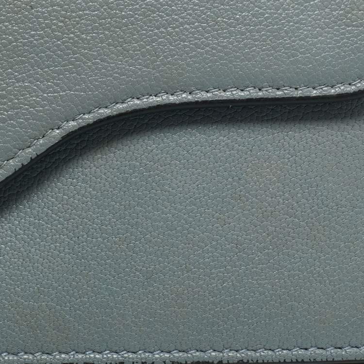 Pre Owned Dior Light Blue Leather Saddle Card Case