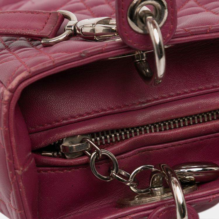 Pre Owned Dior Purple Medium Lambskin Cannage Lady Dior