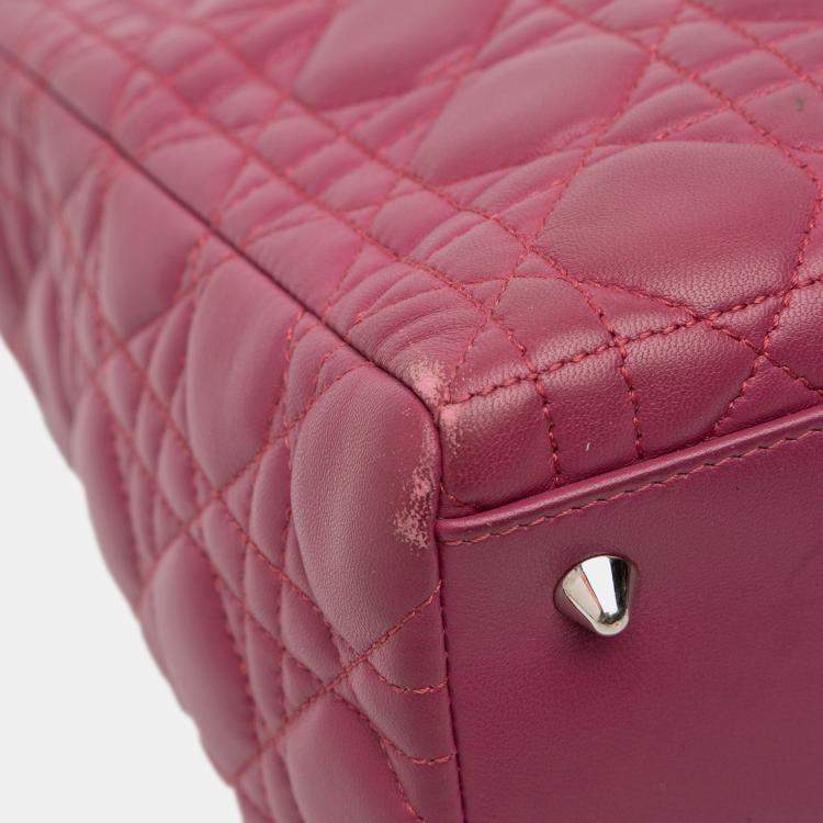 Pre Owned Dior Purple Medium Lambskin Cannage Lady Dior