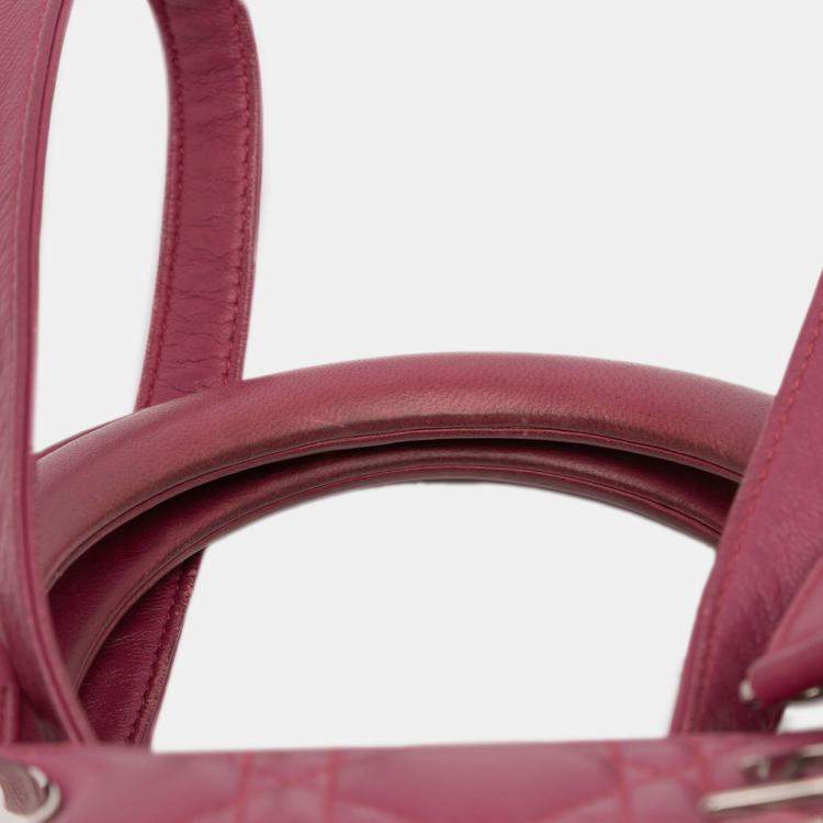 Pre Owned Dior Purple Medium Lambskin Cannage Lady Dior