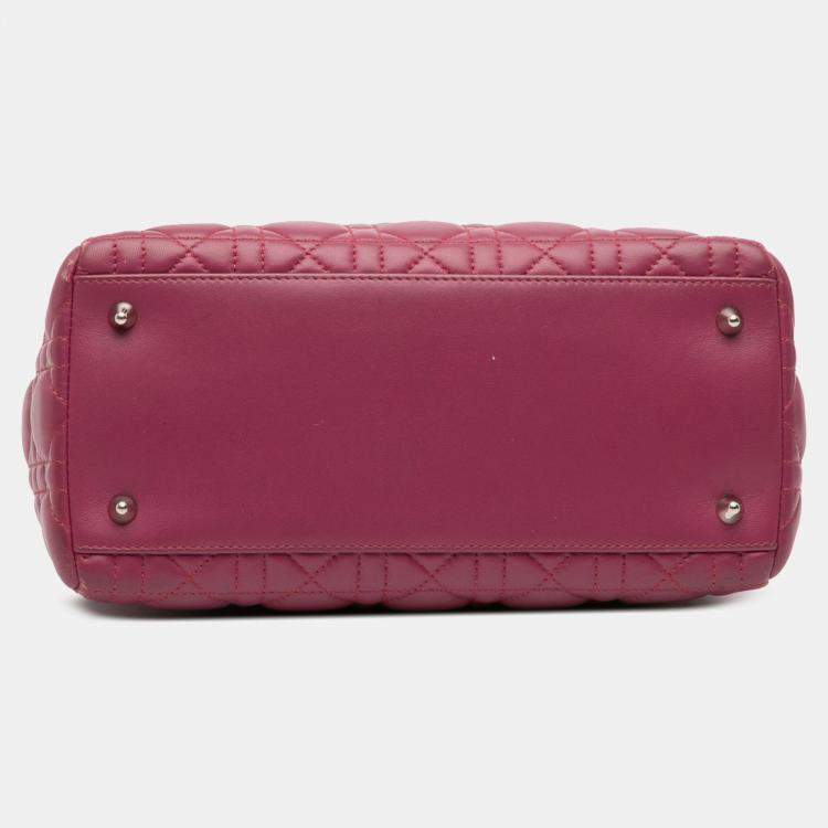 Pre Owned Dior Purple Medium Lambskin Cannage Lady Dior