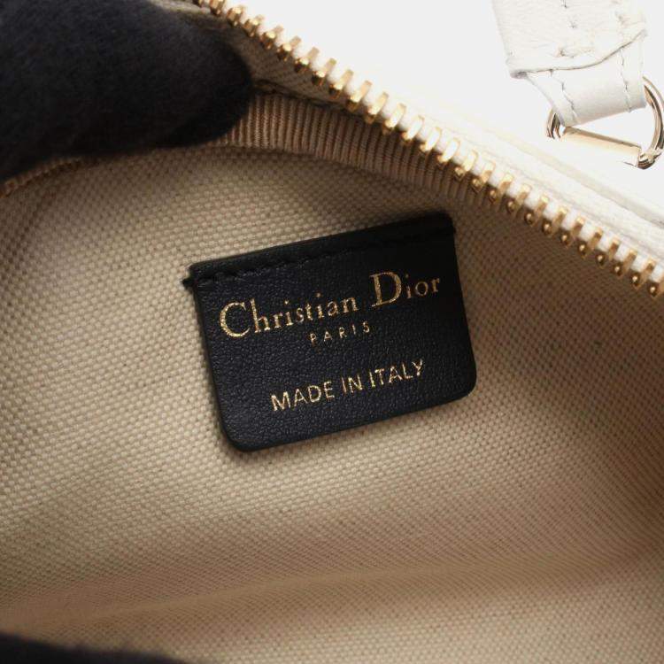 Pre Owned Christian Dior Dior Vibe Mini Handbag Leather White Navy