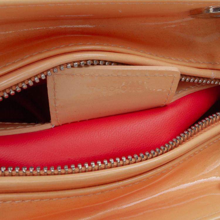 Pre Owned Dior Orange Medium Ombre Patent Cannage Lady Dior