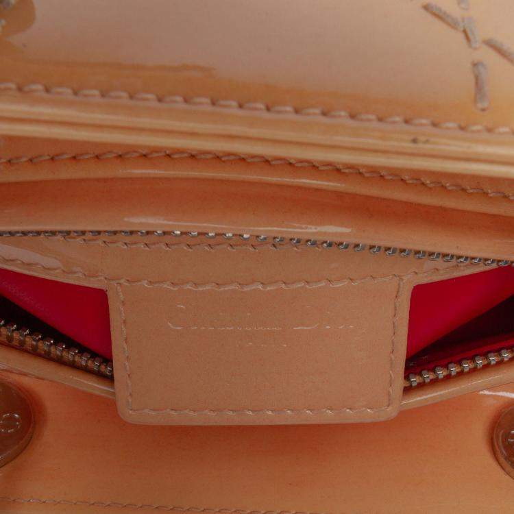 Pre Owned Dior Orange Medium Ombre Patent Cannage Lady Dior