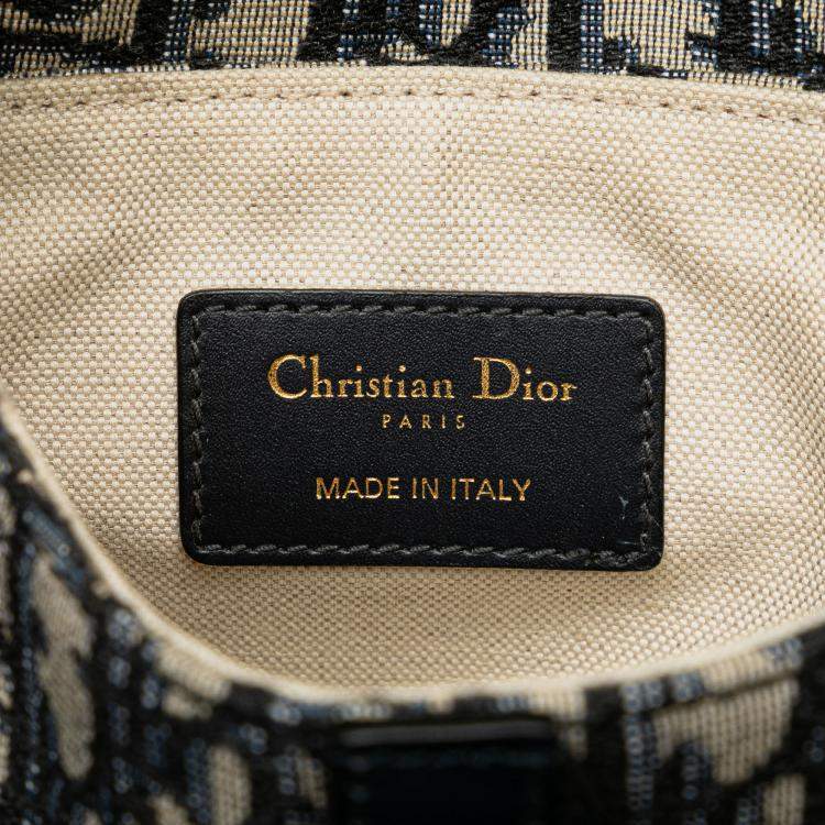 Pre Owned Dior Navy Blue Mini Oblique Canvas Saddle Bag