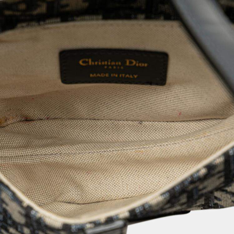 Pre Owned Dior Navy Blue Mini Oblique Canvas Saddle Bag