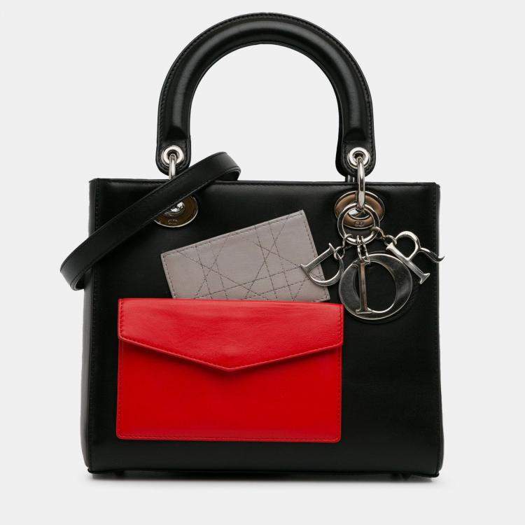 Pre Owned Dior Black Medium Calfskin Pockets Lady Dior
