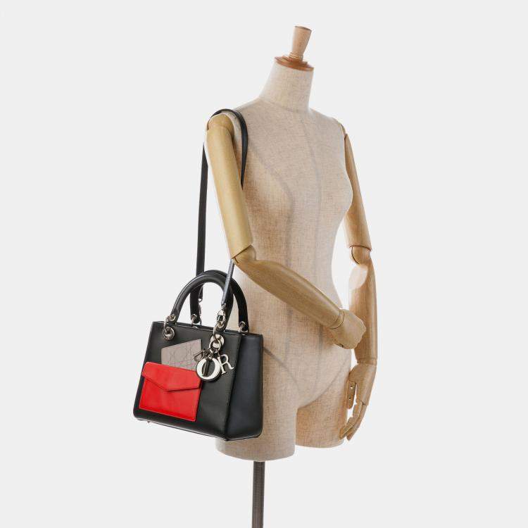 Pre Owned Dior Black Medium Calfskin Pockets Lady Dior