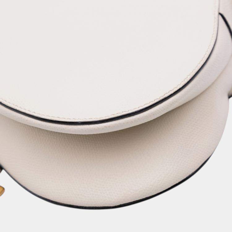Pre Owned Dior White Grained Calfskin Saddle Bag