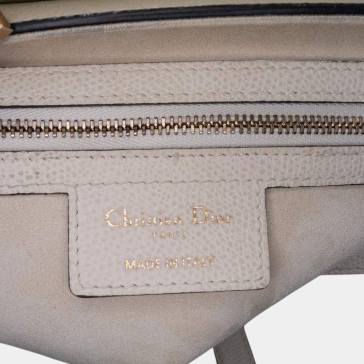 Pre Owned Dior White Grained Calfskin Saddle Bag