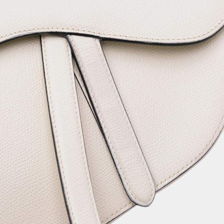 Pre Owned Dior White Grained Calfskin Saddle Bag