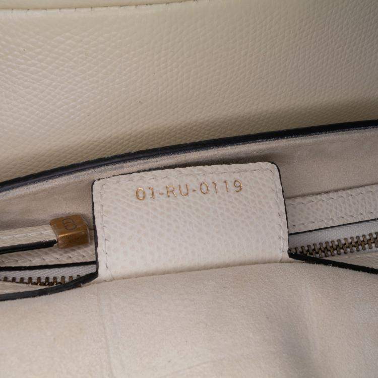 Pre Owned Dior White Grained Calfskin Saddle Bag