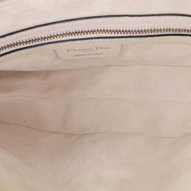 Pre Owned Dior White Grained Calfskin Saddle Bag