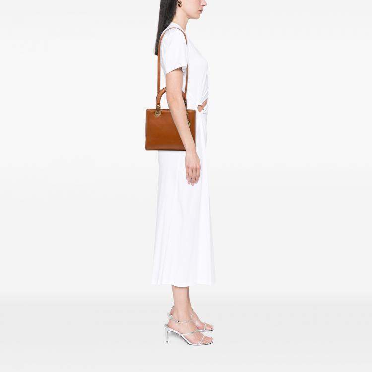 Pre Owned Dior Brown Medium Calfskin Lady Dior