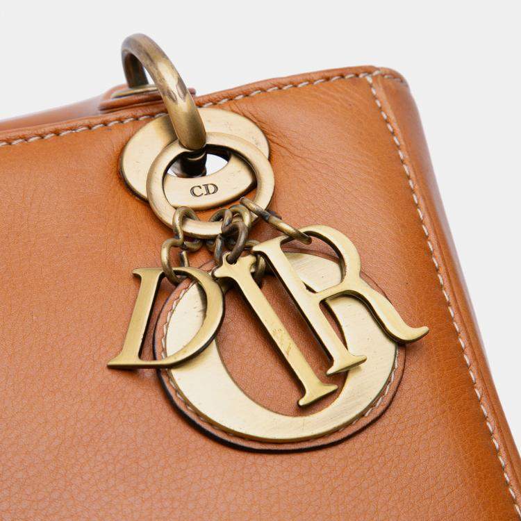 Pre Owned Dior Brown Medium Calfskin Lady Dior
