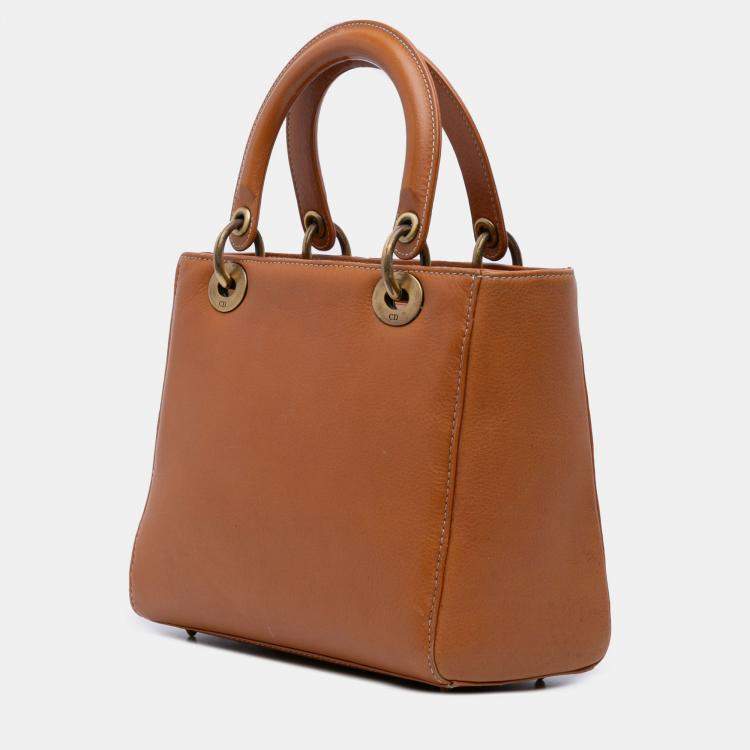 Pre Owned Dior Brown Medium Calfskin Lady Dior