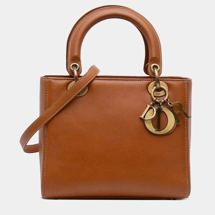 Pre Owned Dior Brown Medium Calfskin Lady Dior