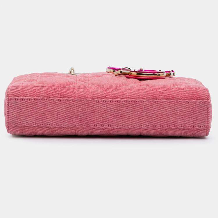 Pre Owned Dior Pink Medium Denim Macrocannage Lady D Joy