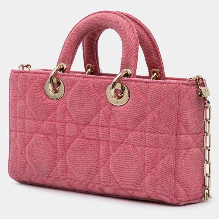 Pre Owned Dior Pink Medium Denim Macrocannage Lady D Joy