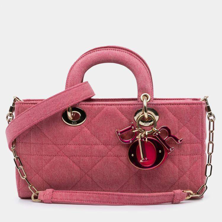 Pre Owned Dior Pink Medium Denim Macrocannage Lady D Joy
